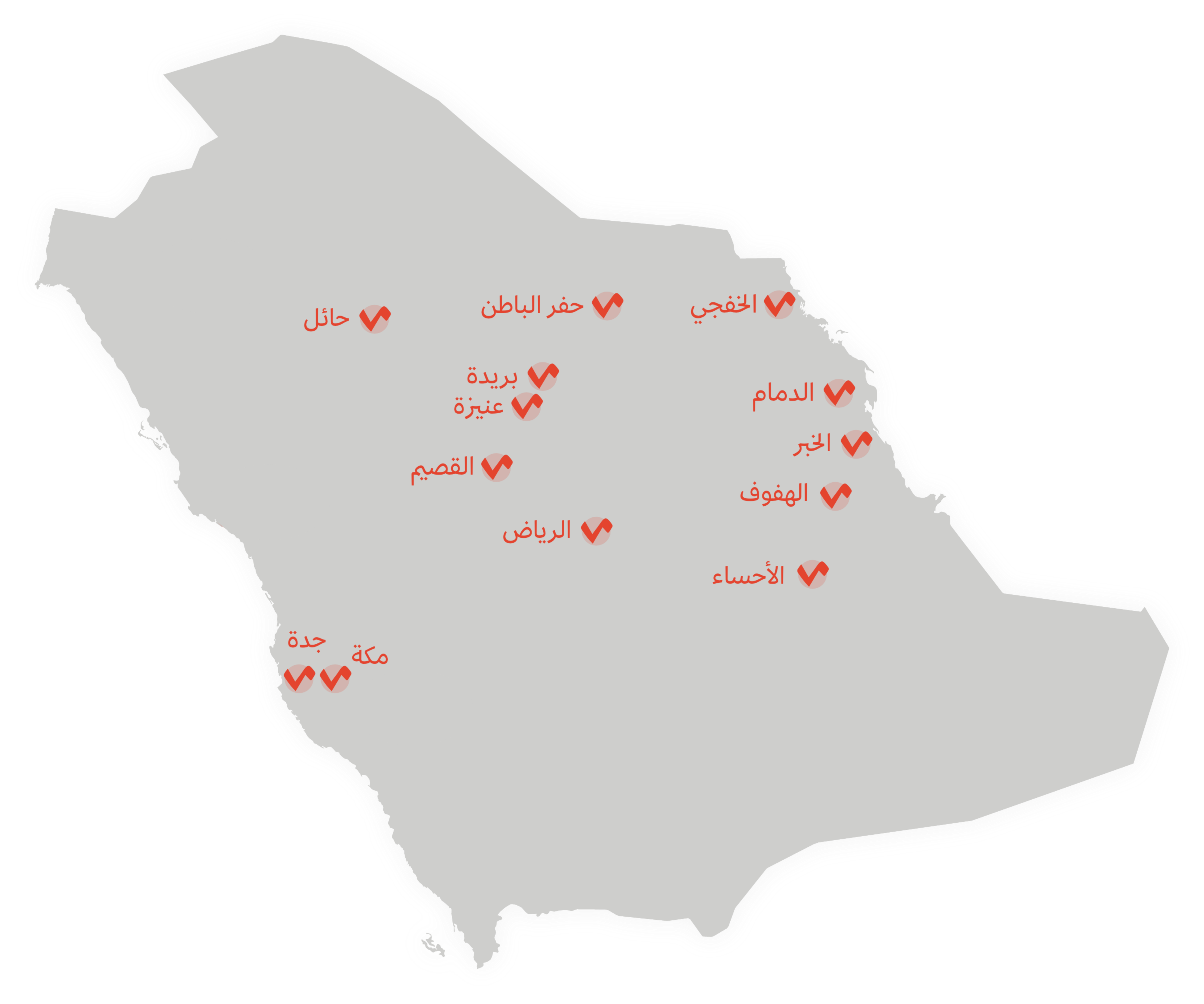 خريطة توضح أماكن بيع كتب داخل المملكة